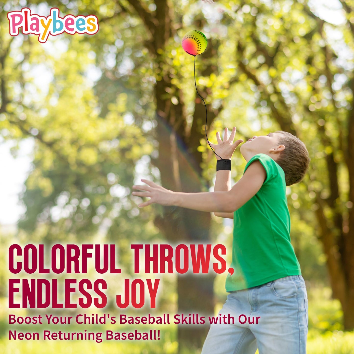 Playbees Wrist Baseballs Neon Reactive - 6 Pack - Practice Sports Balls for Fun Outdoor Activity for Kids - Spring Training, Party Favor, Baseball Season Gift, Sports Team Party Bag Filler