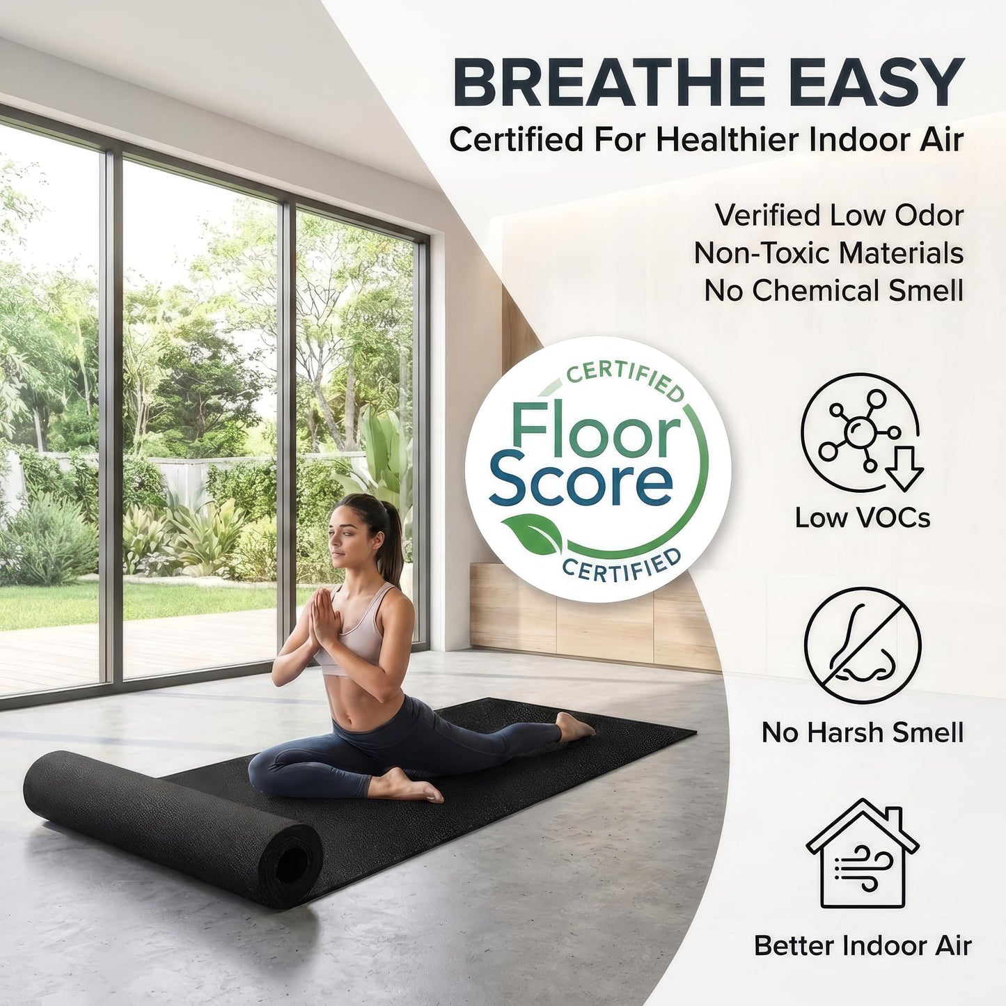 Rubber King Multi-Purpose Exercise Mat - 4' x 6' x 7mm - 100% Recycled Thick Rubber Mat for Home Gym Flooring, Non-Slip, Low-Odor Durable Workout Mat for Indoor/Outdoor, Shoe-Friendly - Black