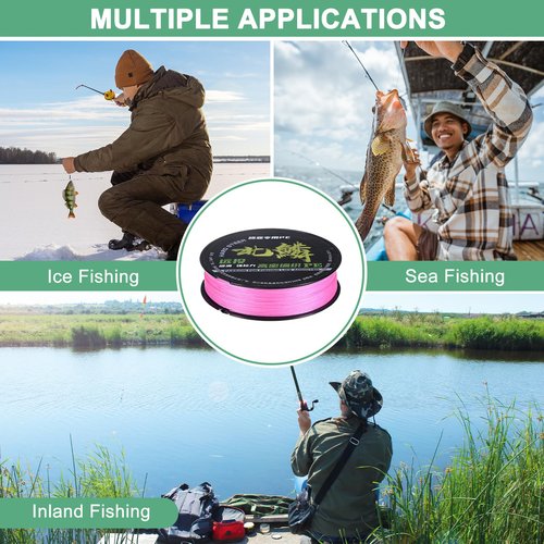 M METERXITY Braided Fishing Line, 164 Yards 0.23mm Dia Abrasion Resistant Colored Fishing Line for Saltwater/Freshwater/Ice Fishing, 8 Strand Super Strong Zero Stretch [Pink]