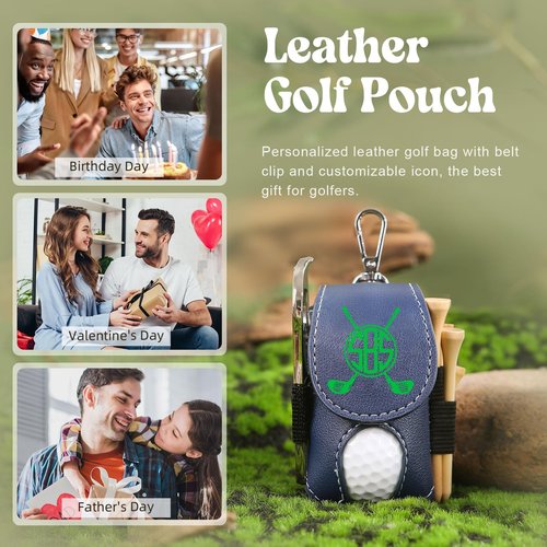 Personalized Golf Ball & Tee Holder – Custom Name Golf Pouch for Men, Portable Golf Accessory Organizer, Golf Gifts for Golfers, Father's Day, Birthday, Christmas (Blue)