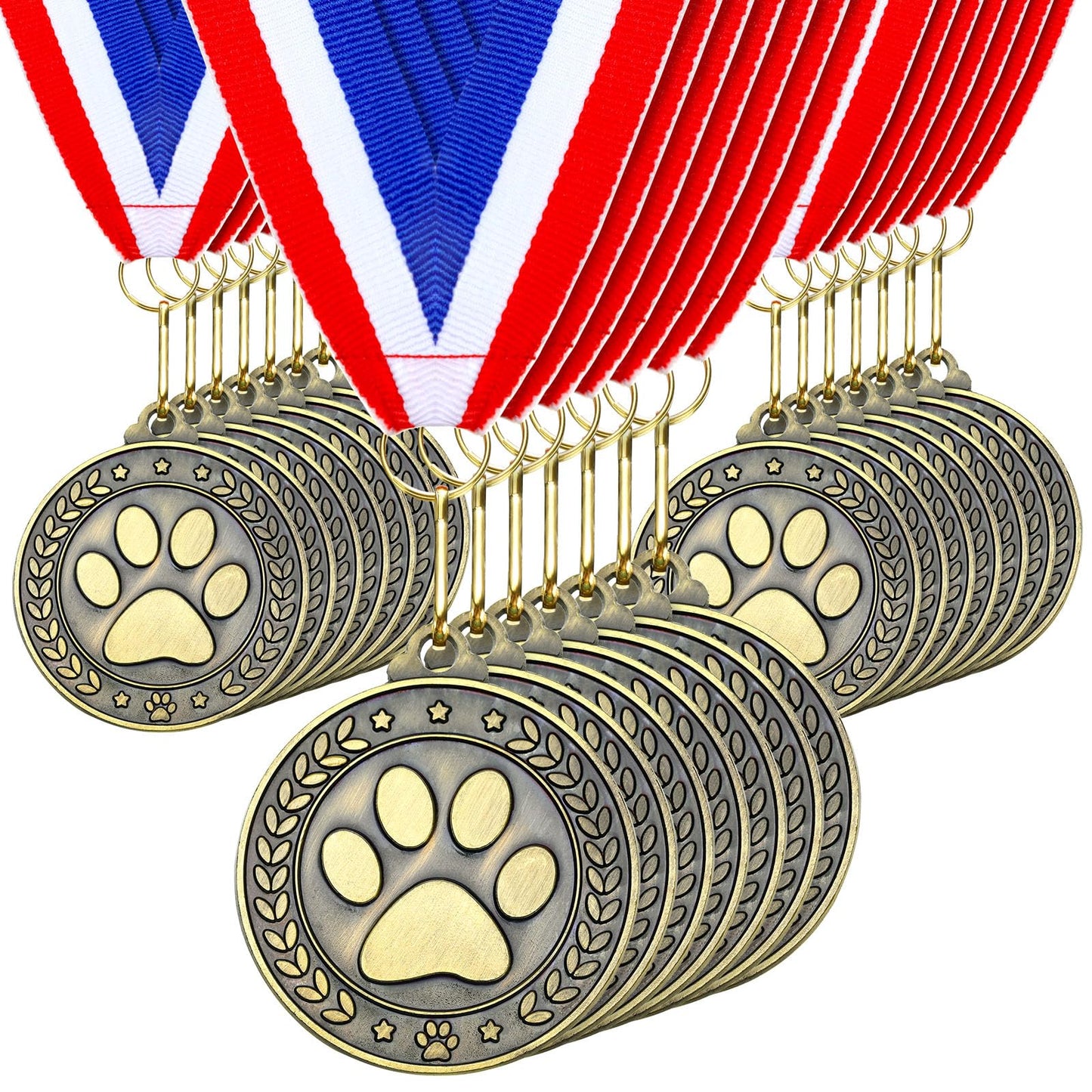 Quelay 30 Pcs 2'' Gold Medals for Awards,Winner Encourage Team Participation for Kids Adults Trophy Award Prize Gift Competitions Graduation Party(Paw Print Medals)