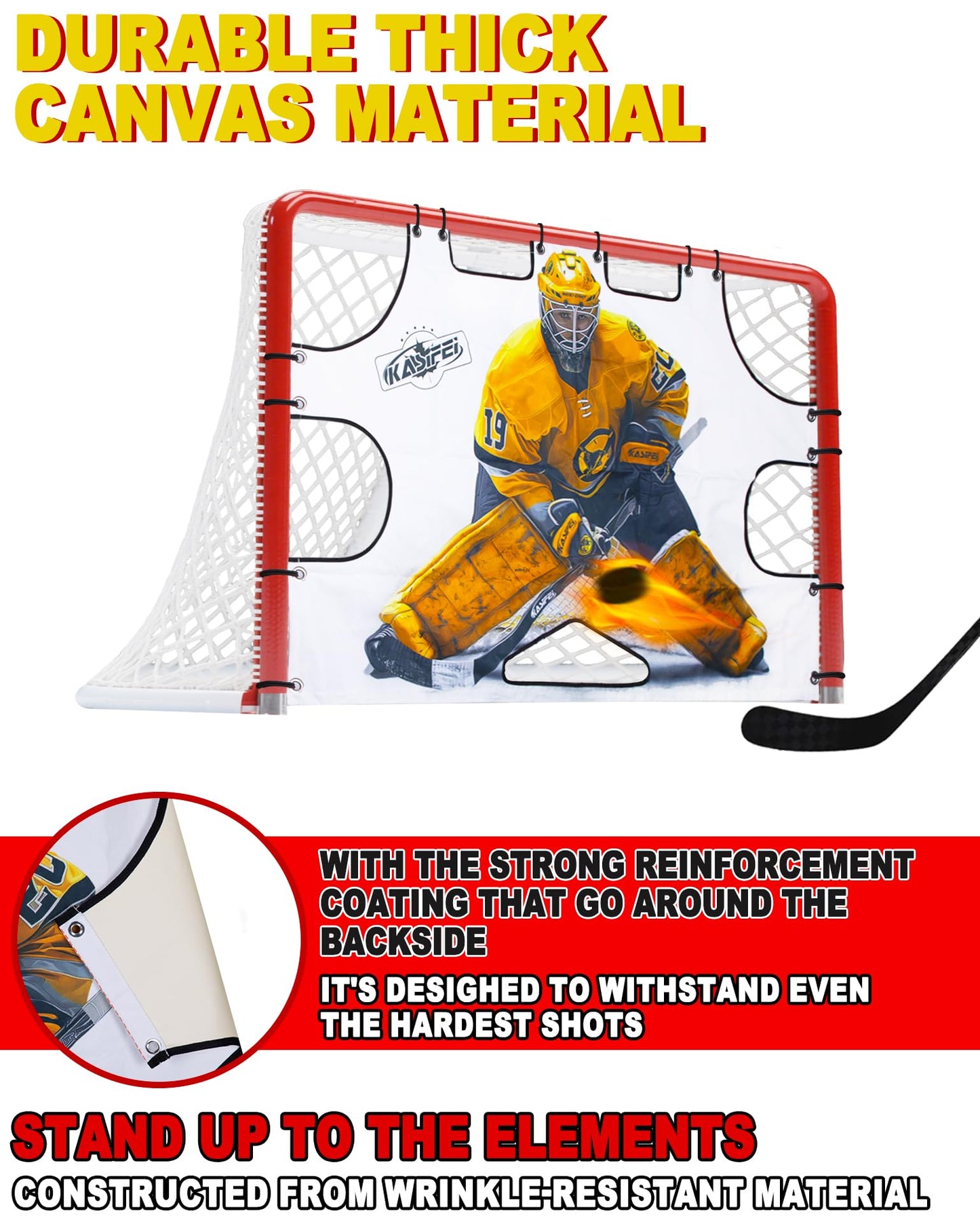 KASIFEI Hockey Net Goalie Targets - Shooter Tutor -Hockey Goal Targets for Practicing Shooting Accuracy - Hockey Training Equipment (72" (W) x 48" (H))