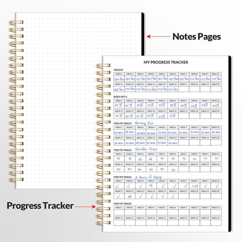Fitness Journal Workout Planner for Women & Men, A5 (6.4" x 8.3") Workout Journal Log Book Planner Gift for Track Gym Essentials, Home Workouts, Track Progress, Achieve Wellness Goals, Black