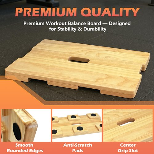 Wood Fitness Board with 5 Resistance Bands, Wooden Exercise Platform for Resistance Band Exercises, Home Workout for Stretching, Strength, Flexibility, Home Gym Tool(Not Include Rods)