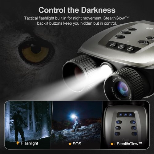 VisioGear Night Thunder X3 Night Vision Goggles – 4K AI Color Mode Night Vision Binoculars for Adults with 40MP Photo, 1384FT Range, 8X Zoom, 5000mAh Battery, 32GB Card, for Camping Hunting & Security