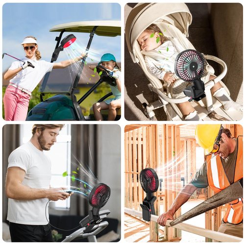 YUGYUM Golf Cart Fan Magnetic,10400mAh Rechargeable Clip on Camping Fan Portable, 180° Adjustable Magnetic Cruise Fan,4-Speed Cabin Air Circulator Desk Fans with Timer, Power Bank
