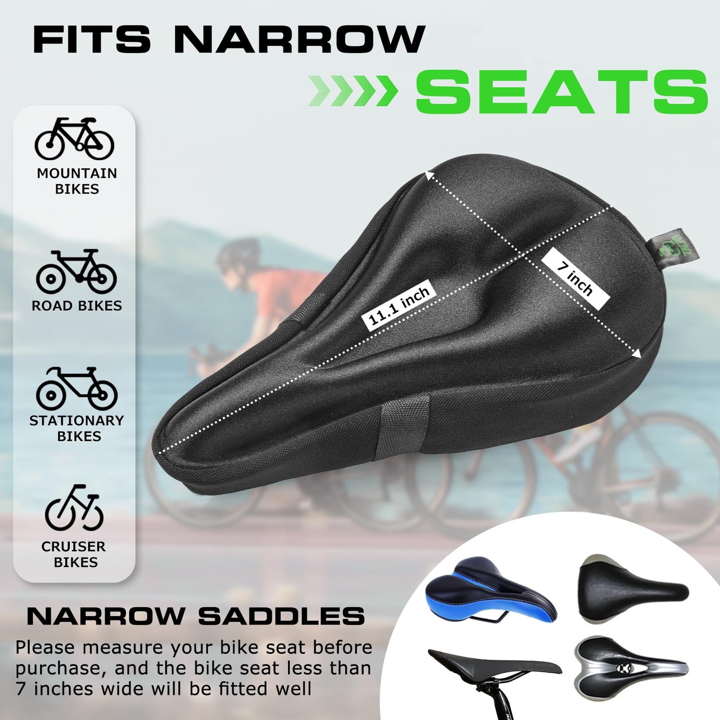 Zacro Gel Bike Seat - Extra Soft Bicycle Saddle Cushion with Water&Dust Resistant Cover