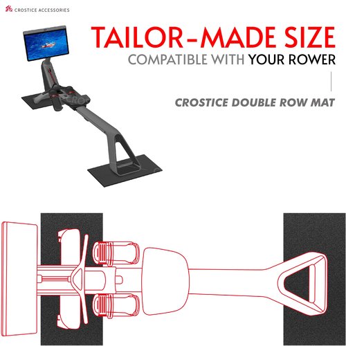 Crostice Double Mat Compatible with Peloton Bike, Row & Concept 2 Rowing Machine, Thickness 6mm, Bike Trainer Accessories, 11.8x30 inch * 2 Mat Protect Hardwood Floor Carpet, for Home Gym Exercise