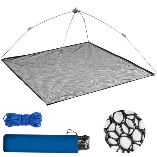 QualyQualy Umbrella Minnow Trap Net, Collapsible Fishing Bait Net with Rubber Coated Mesh & Steel Frame, Fish/Shrimp/Crayfish Trap Cast Net for Creek, Pond Fishing, Foldable Baitfish Catcher