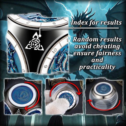 Roycevon 7 in 1 Spinner DND Dice Set D&D, Metal D and D Dragon Dice with Gift Box, Role Playing Dice, Black Blue
