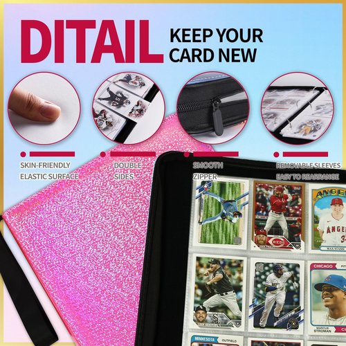 Dosanlues 9 Pocket Card Binder - 1080 Double Sided Pocket PU Premium Zip Trading Card Binder Collectible Card Albums for MTG, TCG, Sports Cards, Game Cards