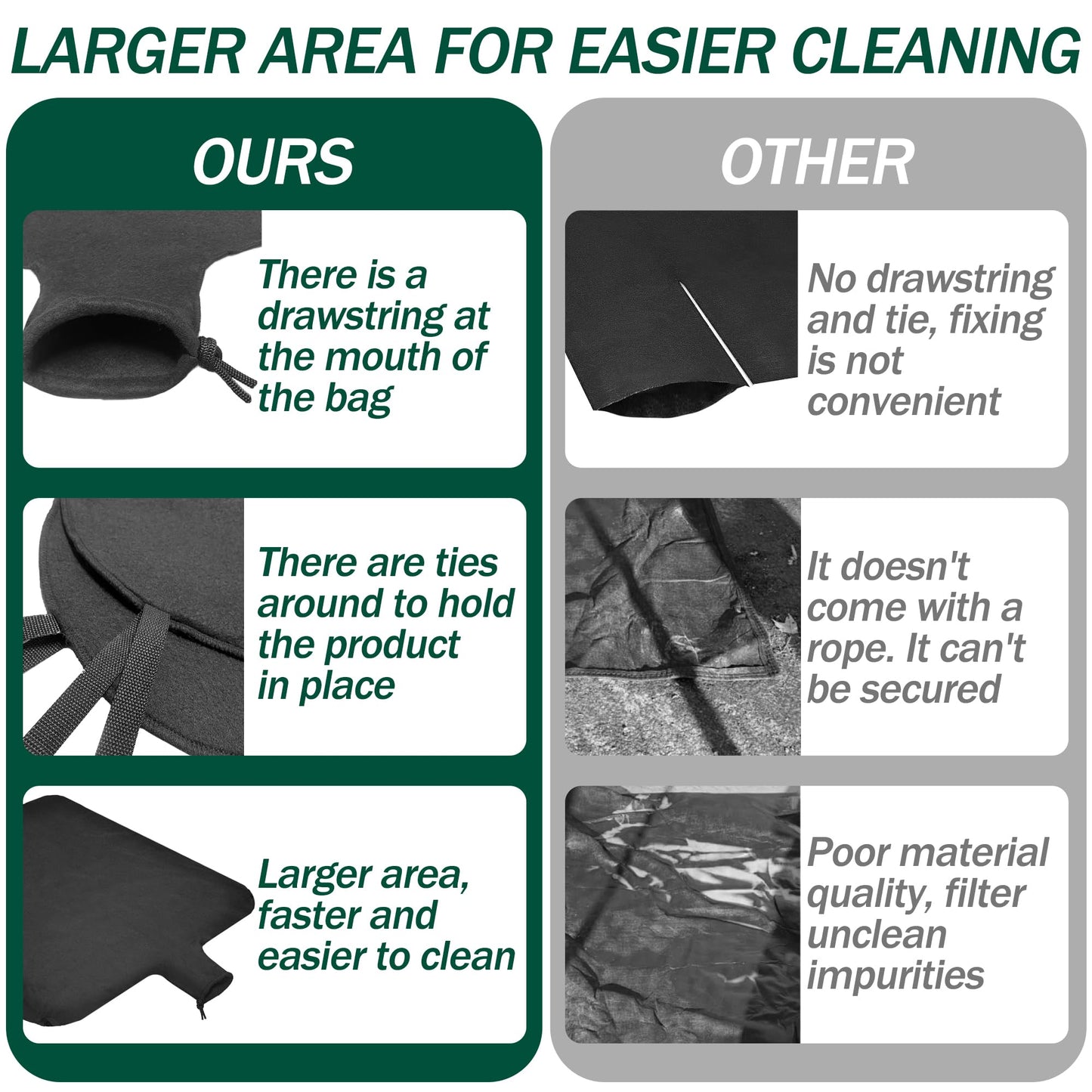 5 x 10ft Dewatering Bags with Drawstring Extra Large Dewatering Filter Bag Silt Oil Sludge Sediment Filter Bag Non Woven Geotextile Fabric Filter Bags for Construction Sites Dredging