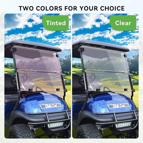 VPAHub Club Car Precedent Tempo Flip Flop Compact Golf Cart Windshield, Tinted Color, 3/16" Thickness, Fits Club Car Precedent Tempo 2004+