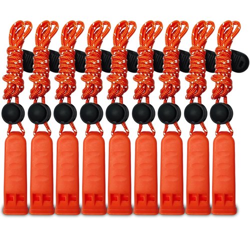 Amzonly Emergency Whistle, 120db+ Safety Whistle Survival Shrill Loud for Camping Hiking Hunting Boating Fishing Life Vest Jacket Rescue Signaling Kids Lifeguard 9 Pack