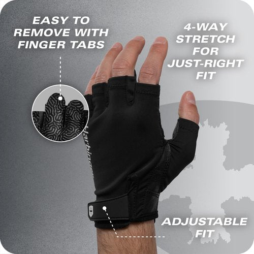 Harbinger Pro Gloves 3.0 - High Performance Training Gloves with Enhanced Grip, Breathable 4-Way Stretch, Leather Reinforcements, Adjustable Wrist Closure, Weightlifting, Crossfit, Gym, Black, Medium