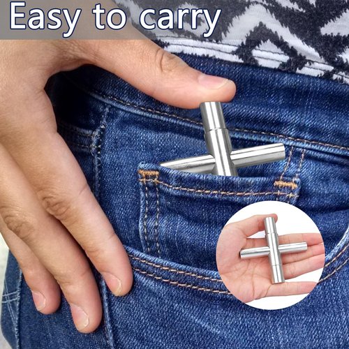 Comfylichi 2pcs 4 Way Sillcock Key Set 1/4", 9/32", 5/16", 11/32 Steel Sillcock Water Key hose bib key for Valve Faucet Cabinet Opening Key and Spigots
