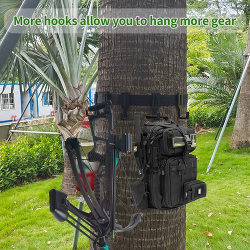 Sailortenx Treestand Strap Gear Hangers with 5 Large Hooks, Lightweight Multi-Hook Accessory Holder, Outdoor Tree Stand Bow & Gear Hanger for Hunting, Camping, Hiking