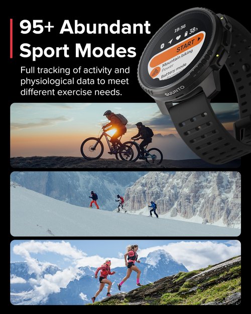 SUUNTO Vertical GPS Sports Watch, Premium Multisports Watch w/1.4 inch Touchscreen & 95+ Training Workout Analysis, Heart Rate & Sleep Tracking, 60-Day Battery Life, Dual-GNSS, Free Offline Map, Black