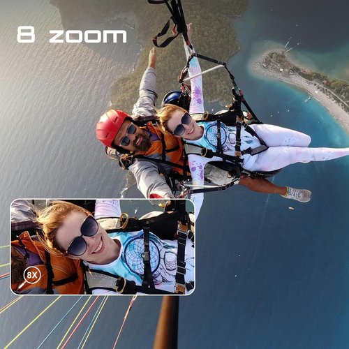 Apexcam Action Camera 4K Touch Screen, 131FT Waterproof Camera Underwater, 60FPS 64MP Sports Camera Helmet for Vlog, 170 ° WiFi Camcorder, 8X Zoom, Remote Control, 64GB Card,Mount Accessories