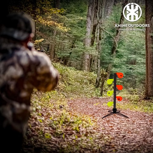 KNINE OUTDOORS AR500 Dueling Tree Target Kit, 6-Piece 3/8" Thickness Steel Paddles in 6" Diameter, Steel Target for Shooting
