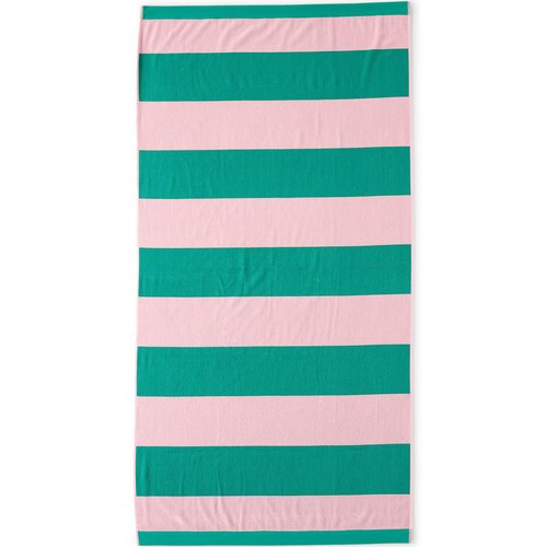 Lands' End Cabana Stripe Island Emerald Cabana Stripe Bath- Beach Towel