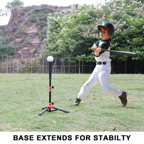 BaseGoal Baseball Tee for Kids,Batting Tee,Softball Tee,Youth Hitting Tee,Teeball Tee,Travel Tee,Easy Adjustable Height (Kids Baseball Tee)