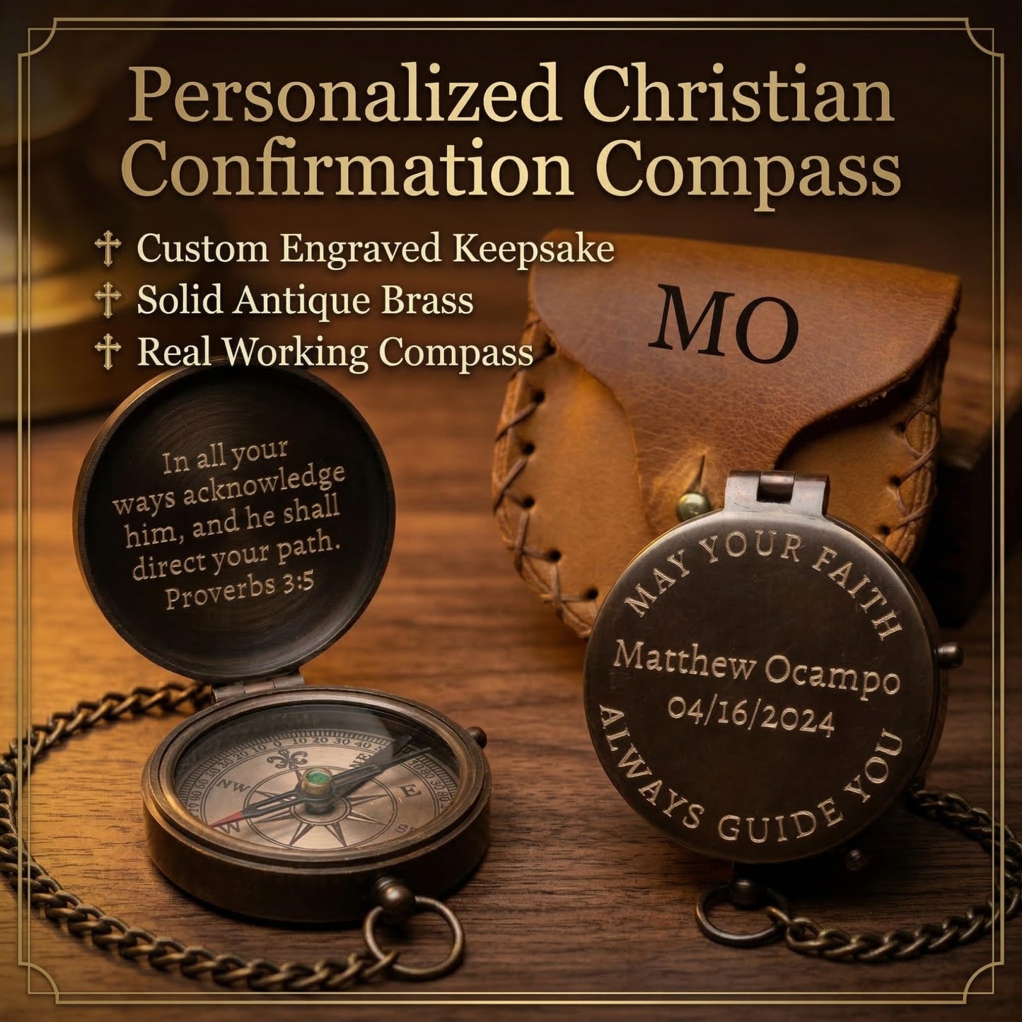 Personalized Confirmation Gifts for Boys – Engraved Christian Compass