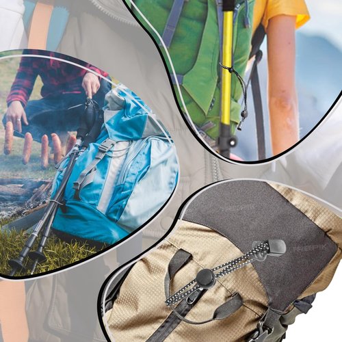 8Pcs Backpack Hiking Stick Holder, Fixing Buckle Elastic Rope, Adjustable Bungee Lanyard for Outdoor Mountaineering Hiking Trekking Poles Hiking Sticks Water Cup Umbrella(Black)