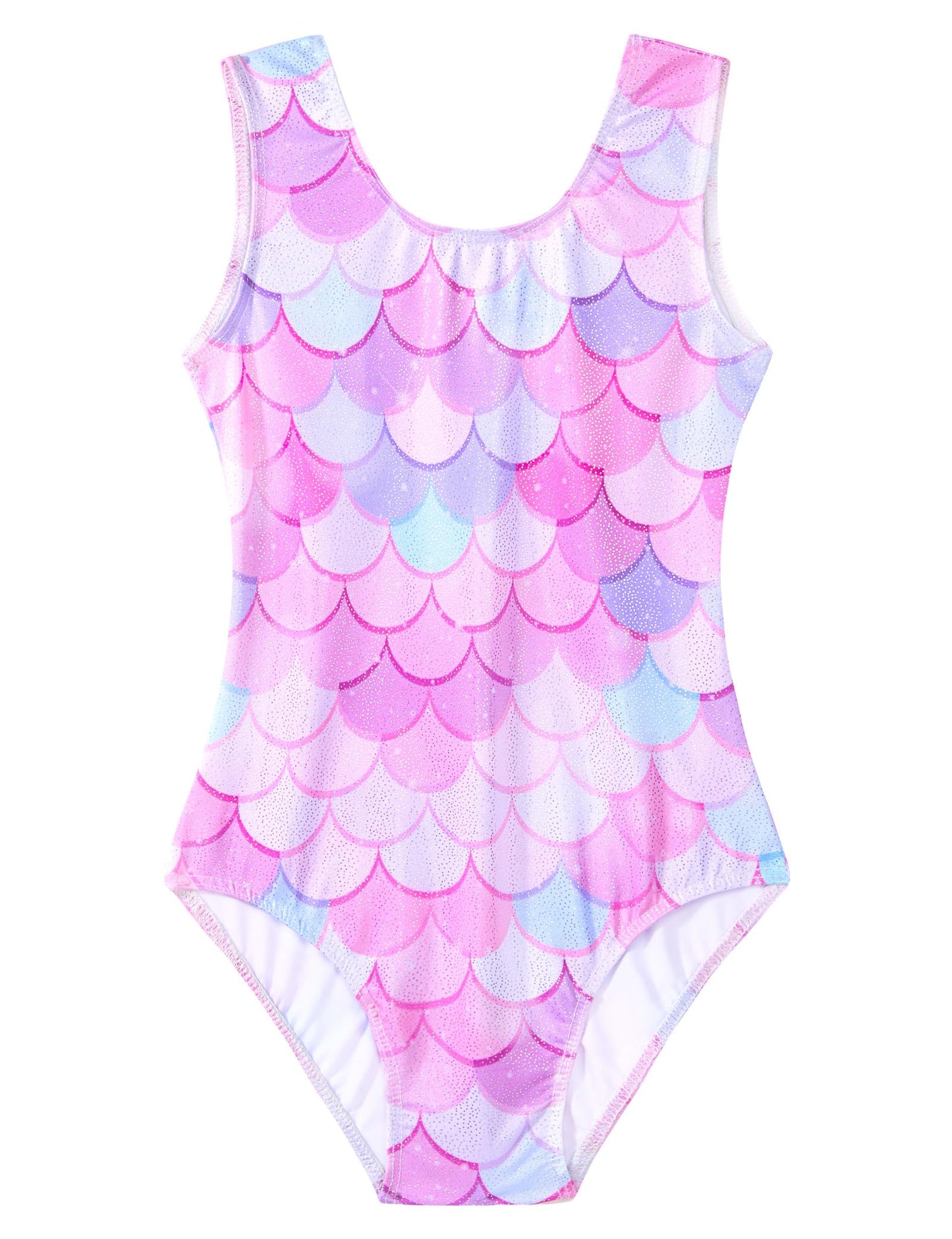 Domusgo Gymnastics Leotards for Girls 7-8 Years Old Pink Mermaid Sparkly One Piece Tumbling Outfits