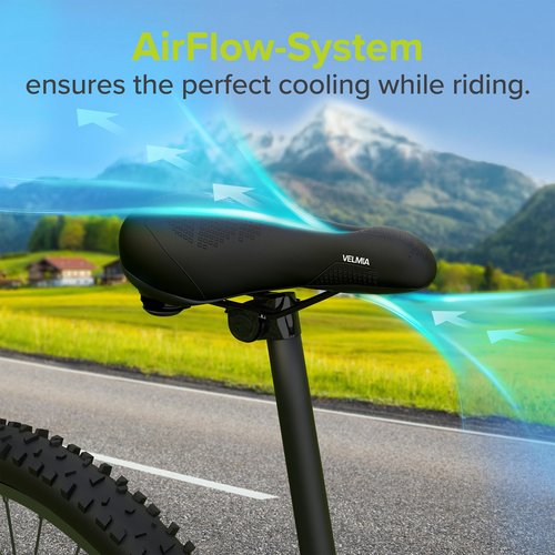VELMIA Bike Seat Designed in Germany, Made of Comfy Memory Foam I Bicycle Seat for Men and Women, Waterproof Bike Saddle with Smart Zone-Concept I Exercise, for BMX, MTB & Road