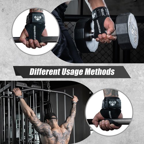 MANUEKLEAR Gym Straps Weight Lifting, Double Leather Lifting Straps for Men Deadlift with Cushion Wrist Loop, Gym Liftings Wrist Wraps for Weightlifting