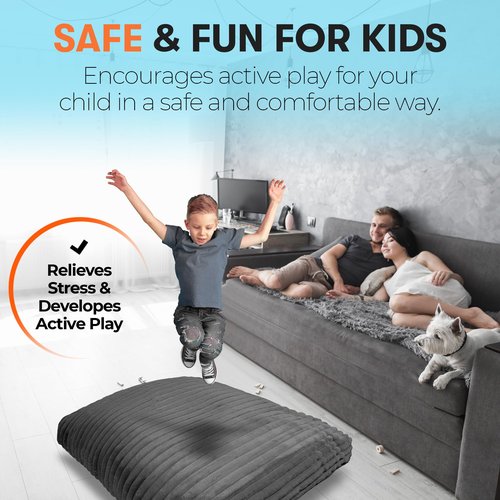 Matini Home Crash Pad - Sensory Pad with Cover Foam Blocks for Kids and Adults, Ideal Gymnastics Equipment - Charcoal 60" X 60"