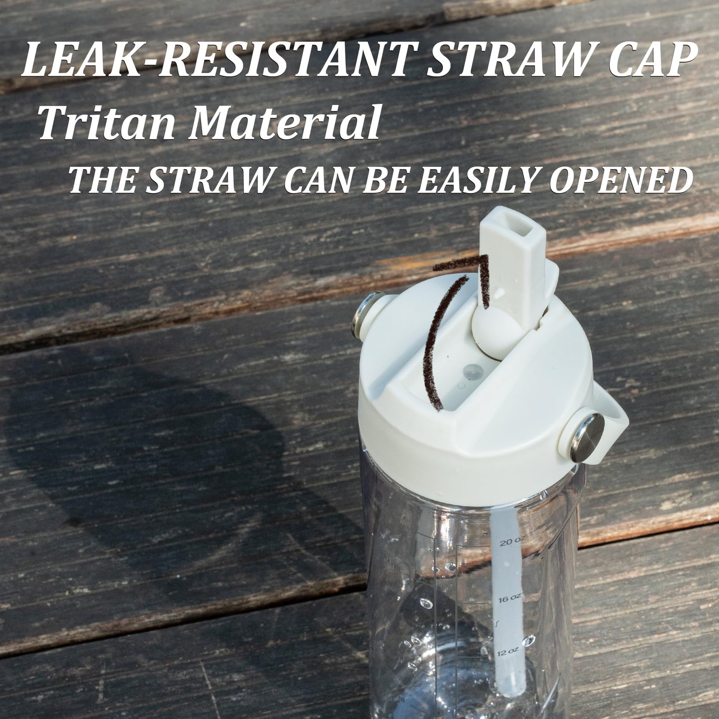 GOPPUS 32oz Clear Water Bottle with Flip Straw, Lightweight, Leakproof, Easy Carry and BPA-Free, Tritan Water Bottlefor Sport, Travel, Outside (Clear White)