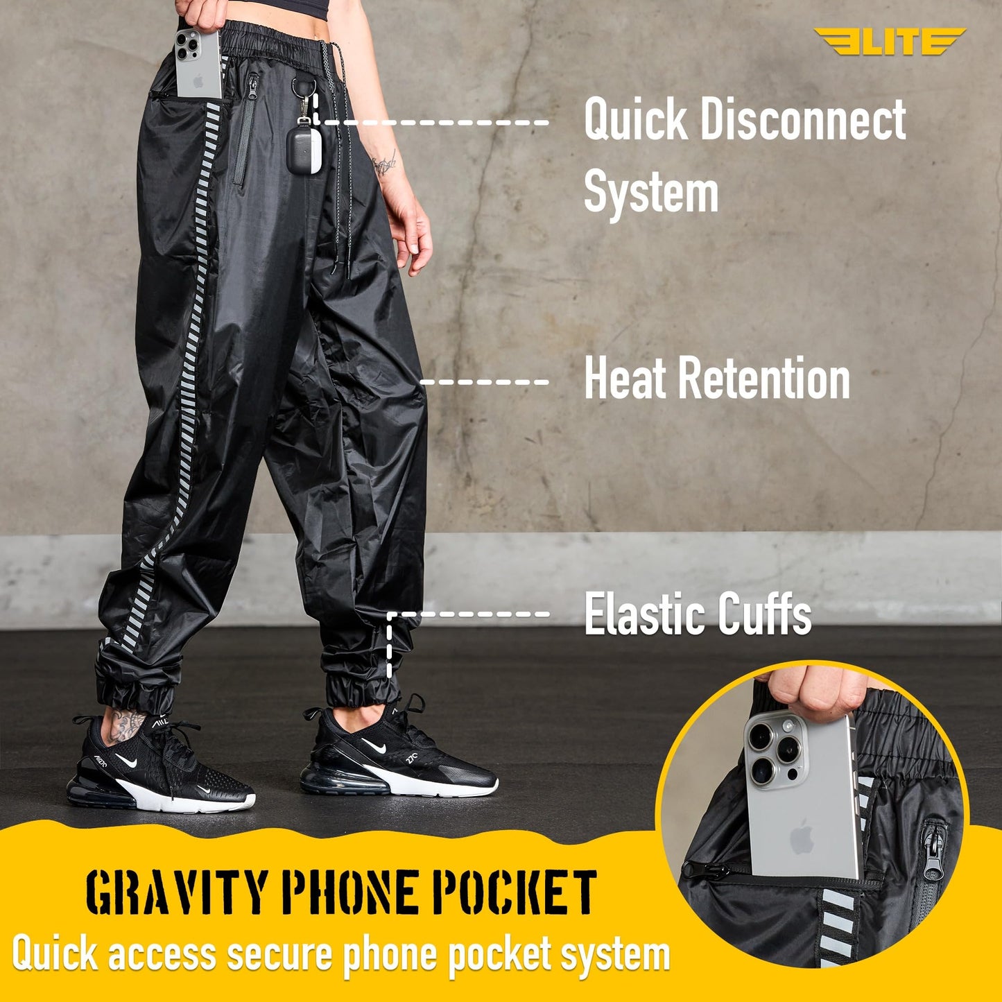 Elite Sports Sauna Suit for Weight Loss Men & Women Boxing MMA Wrestlers Gym Sweat Hoodie Sauna Suits Wrap Full Body Workout (Black, X-Large)
