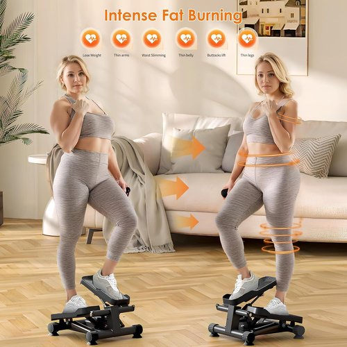SogesHome Stair Stepper Machine with Resistance Bands, Mini Fitness Stepper for Cardio Workout with LCD Monitor & Non-Slip Pedals, Low Impact Stepper for Legs, Butt & Thigh Toning, Home Gym Equipment
