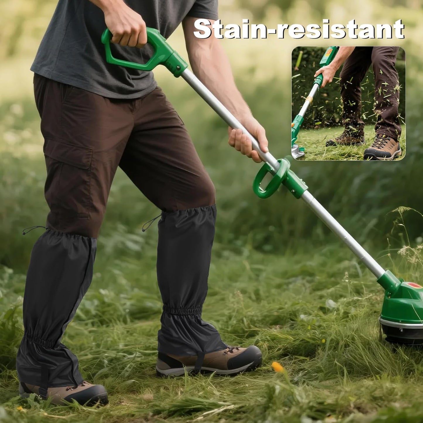 2 PCS Waterproof Lawn Care Leg Gaiters,Garden Trimming Leg Chaps,Weed Eating Leg Protectors