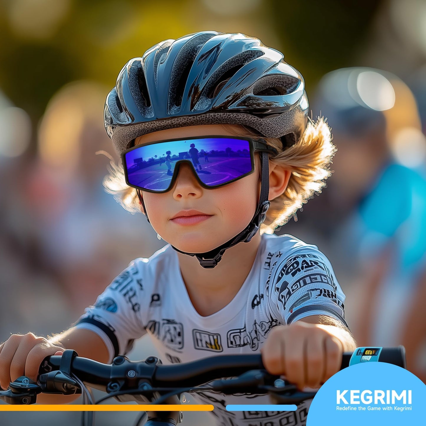 Kegrimi 3 Pack Kids Sunglasses Youth Baseball Polarized Sun Glasses Sports Cycling Running for Boys Girls UV Protection(Black+Red/Black+grey/Blue+green)