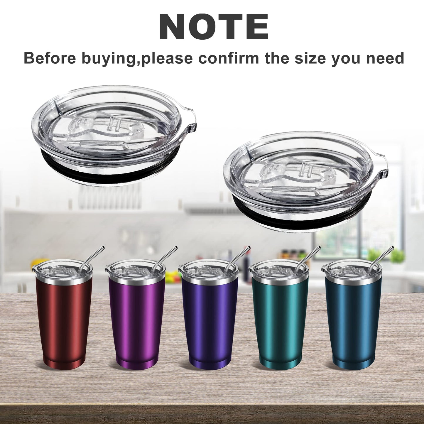 20oz Tumbler Replacement Lids Spill Proof Splash Resistant Lids Covers for 3.25in Cup Mouth Compatible with Classic Stainless Steel Tumblers YETI Rambler Atlin, Beast Juro SUNWILL Cup (2 Pack)