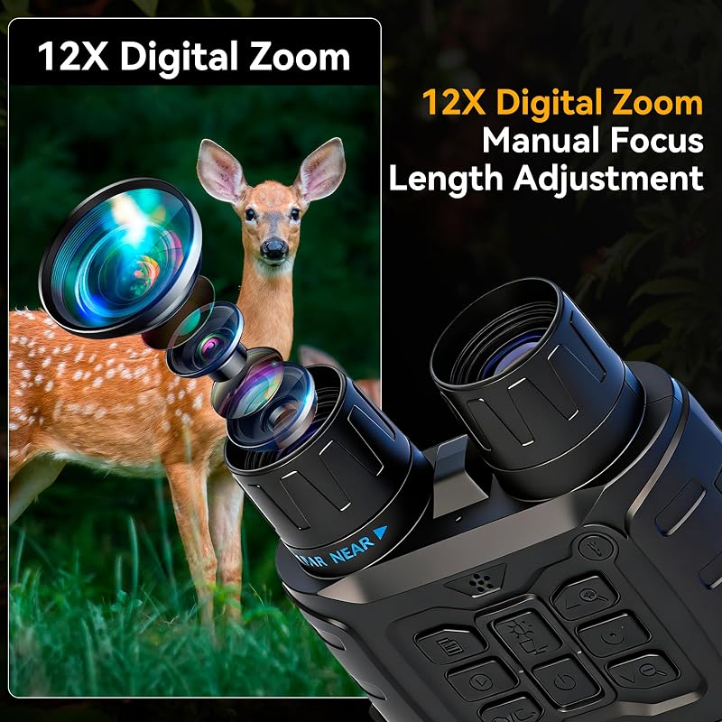 Night Vision Goggles for Adults - 4K Video, 12X Zoom, 9-Level IR, 32GB Card