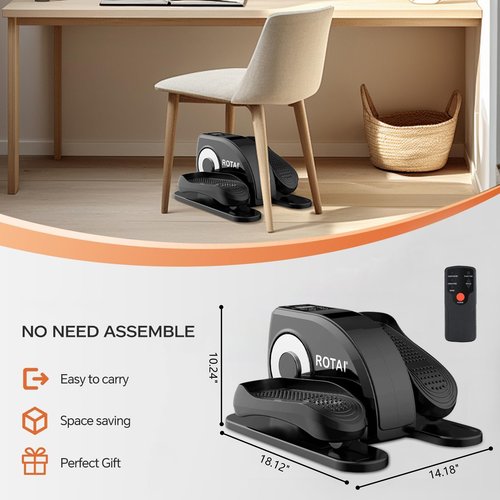 Under Desk Elliptical Machine, Ellipse Leg Exerciser as Seen on Tv, Rehab Electric Seated Leg Foot Pedal Exerciser for Home & Office with Remote and LCD Monitor (Black)