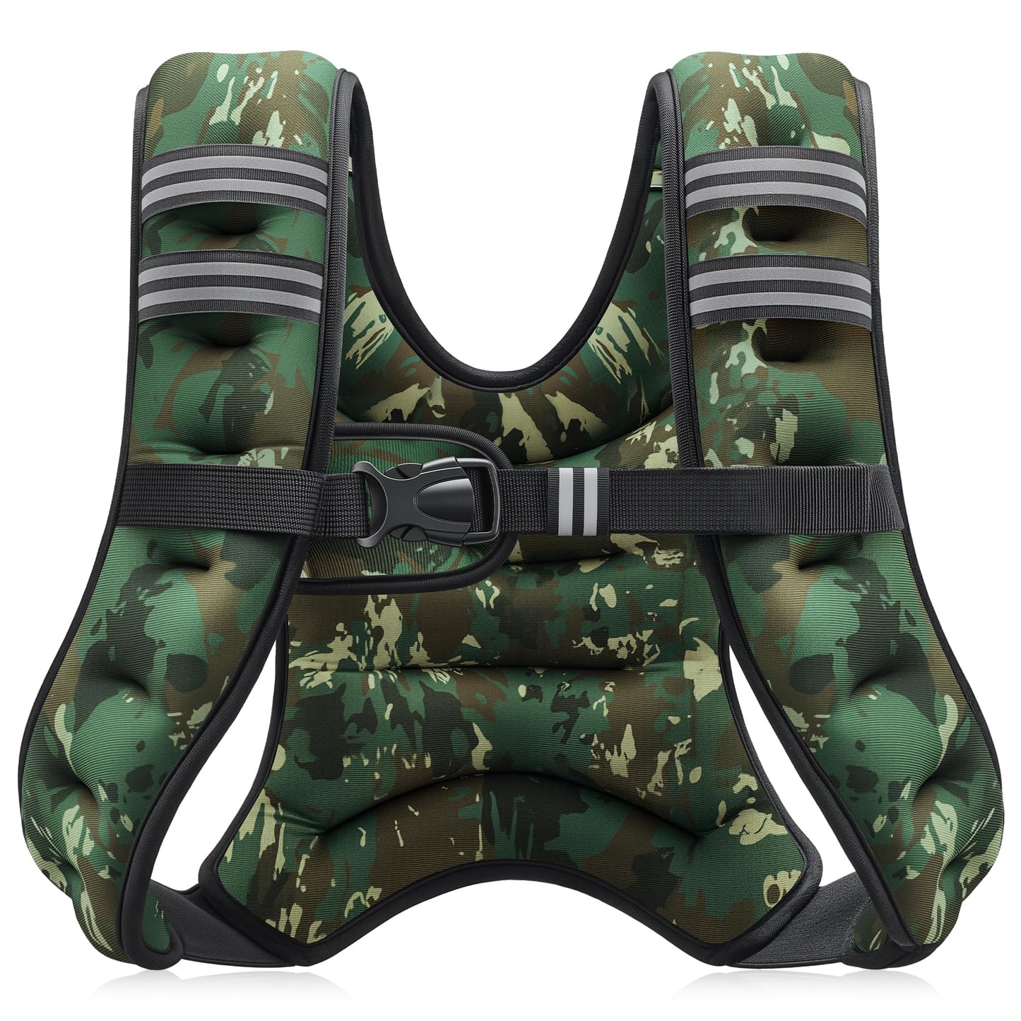 ZELUS Weighted Vest, 6lb/8lb/12lb/16lb/20lb/25lb/30lb Weight Vest for Men Women with Storage Pocket Reflective Strips for Workout Strength Training Running Muscle Building, Green Camo (8 lb)