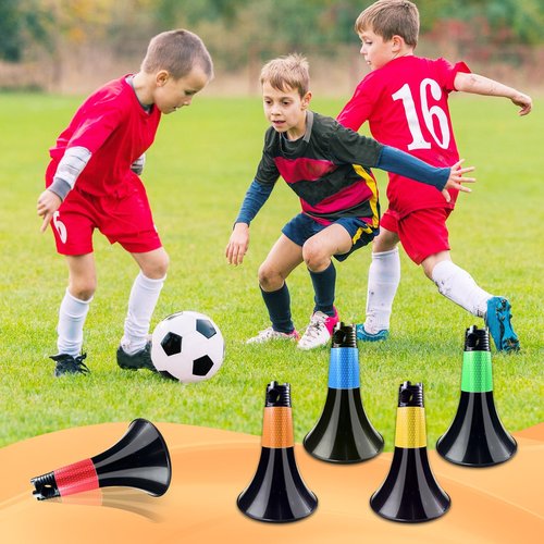 Double Opening Design Conical Obstacle Cones for Sports Training, 10pcs Cones and 10pcs Poles with Carry Bag, Basketball Training Cones for Football Basketball Speed Grab Drills and Training
