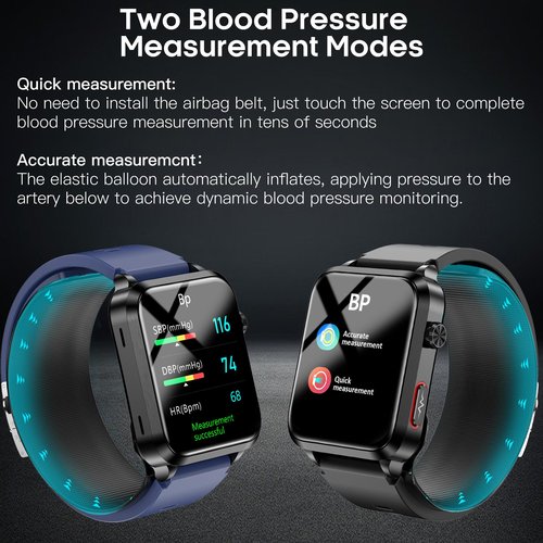 hellibito Blood Pressure Smart Watch, Air Bag Pump Cuff, 1.92" lPS Health Fitness Tracker,Heart Rate Blood Oxygen Sleep Monitor, Data Sharing Pedometer, Activity Tracker for Android iOS Men and Women
