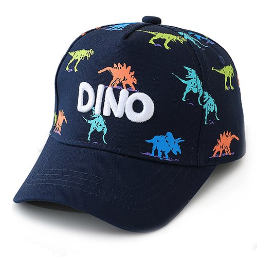 Dinosaur Hat for Boy Toddler, Adjustable Embroidery Kids Baseball Caps Age 2-8 Blue and Khaki