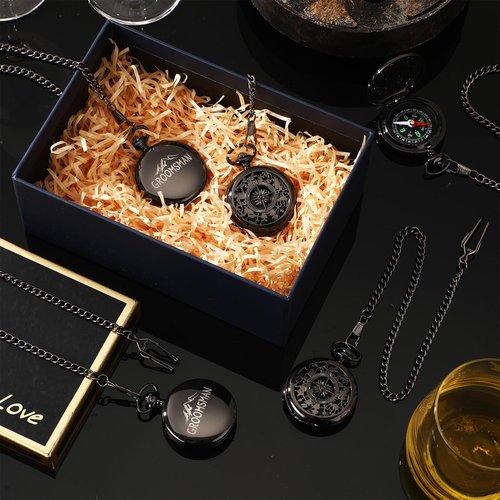 Anglechic 5 Pcs Groomsman Gifts for Wedding Engraved Pocket Compass Brides Man Proposal Gifts Compass Wedding for Groomsman Outdoor Hiking Camping Hunting Souvenir Travel Nautical Decorations