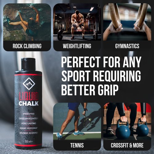 SURVIVOR 250ML Liquid Chalk ??Gym Chalk for Weightlifting, Rock Climbing, Bouldering, Gymnastics, Pole Grip, & More - Lifting Chalk & Climbing Chalk for Dry Hands - Liquid Grip Hand Chalk for Lifting