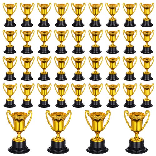 wutfuooo 40 Pack Mini Trophies Bulk Small Tiny Plastic Trophies 3.4 Inch Little Gold Award Cup Rewards Sport Tournament Winning Prize for Football Soccer Baseball Party Favor Prop