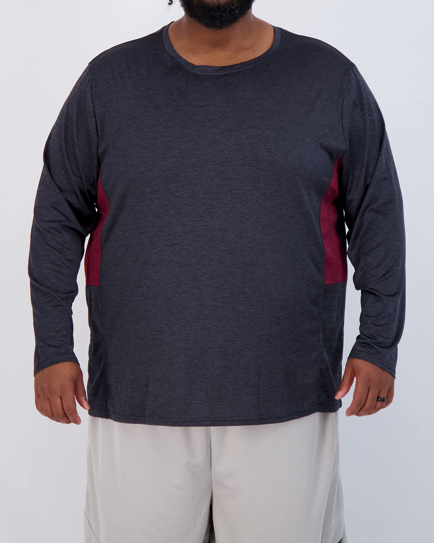Real Essentials 3 Pack: Men’s Big & Tall Long Sleeve Dry-Fit Crew Neck T-Shirt - Gym Workout Athletic Running Tee, Set 4, 5X, Pack of 3
