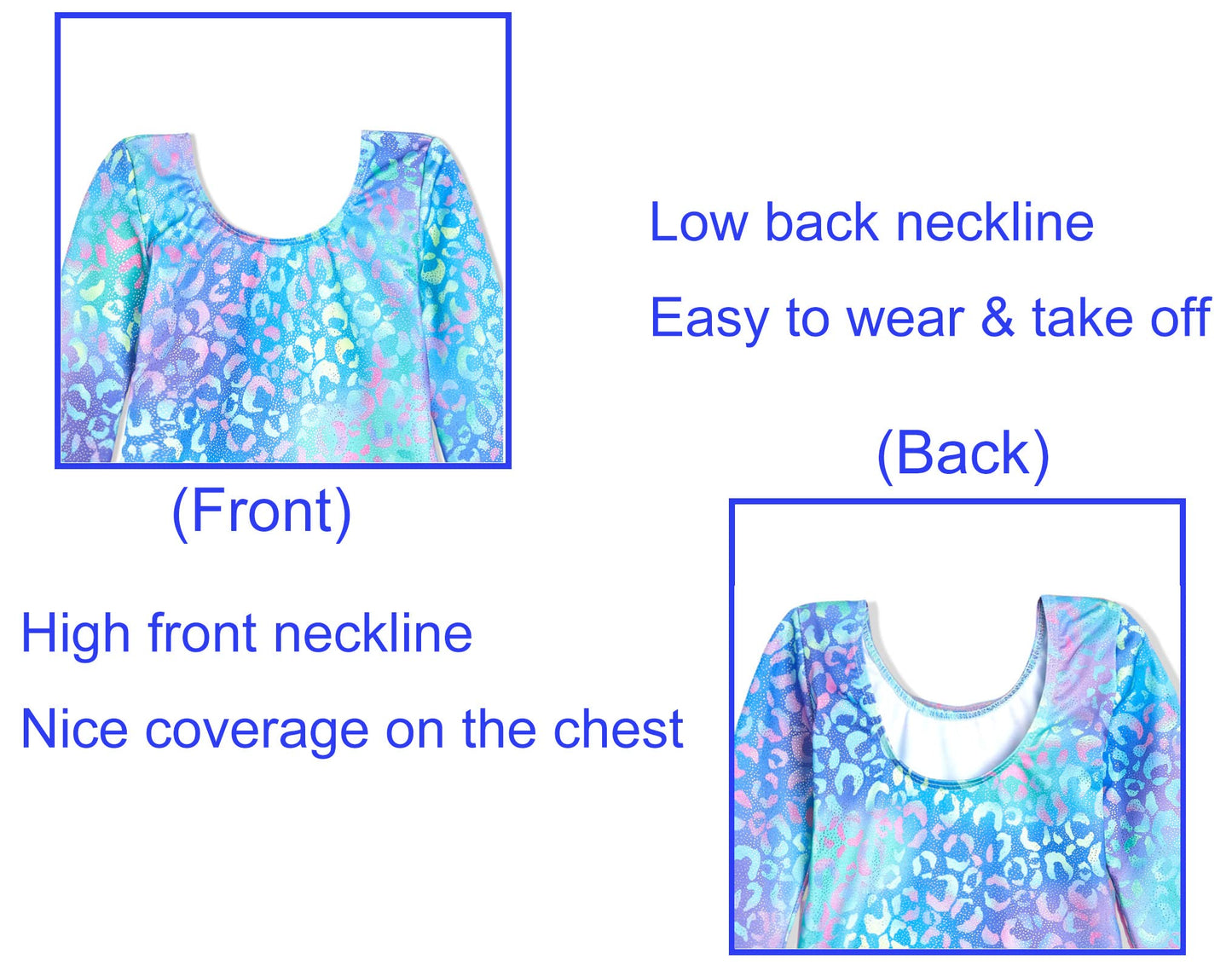 Domusgo Long Sleeve Leotard for Girls Gymnastics Size 7-8 Years Old Sparkly Green Purple Leopard Outfits