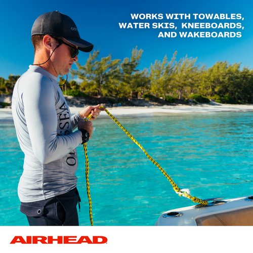 Airhead Heavy Duty Tow Harness for 1-4 Rider Towable Tubes, Water Skis, Wakesurf Boards and Wakeboards, 12-Feet,Black